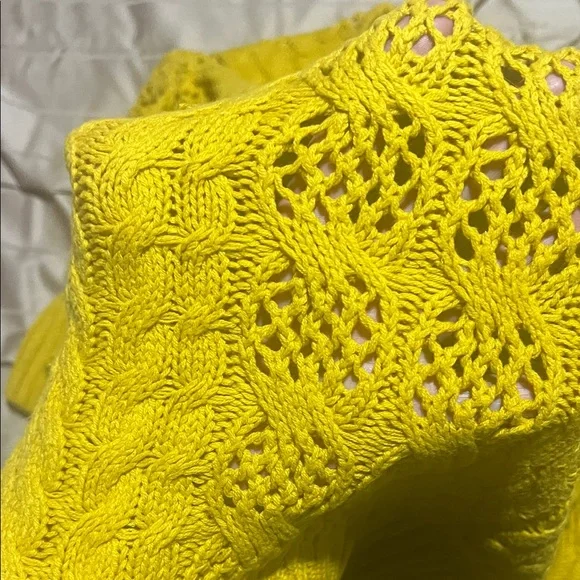 Sonoma Bright Yellow Cable Knit Sweater - Picture 2 of 2